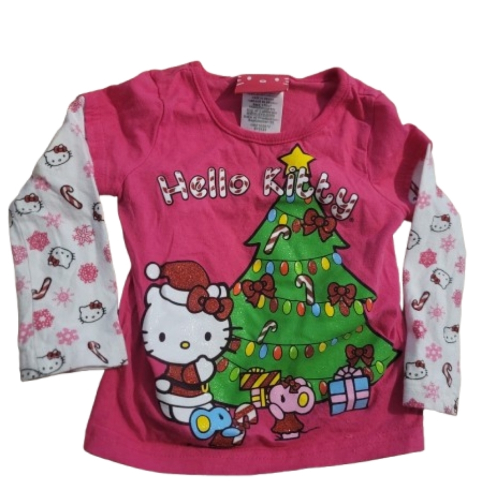 Hello Kitty Pink Christmas Kids Top